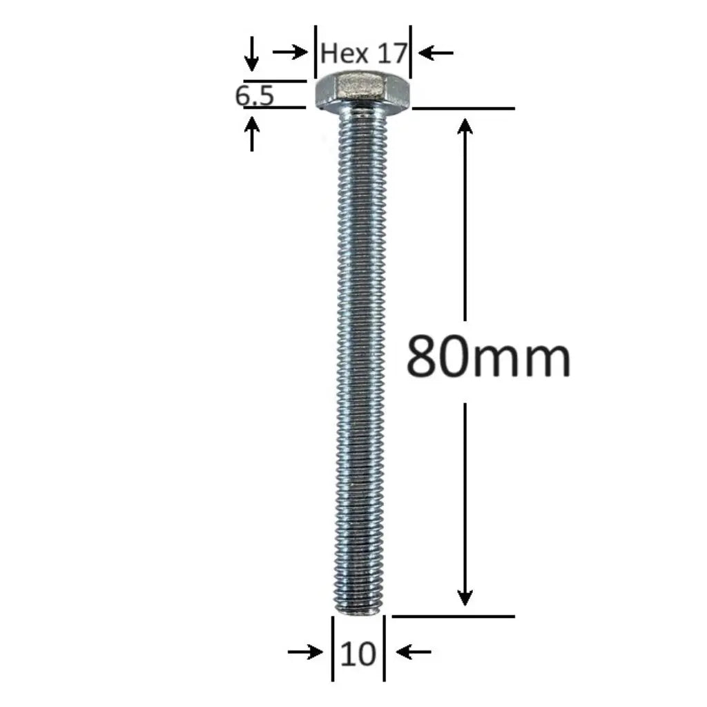 Surub Filet Metric M10x80mm Cap Hexagonal DIN 933 Gr.8.8 – 50buc/cutie
