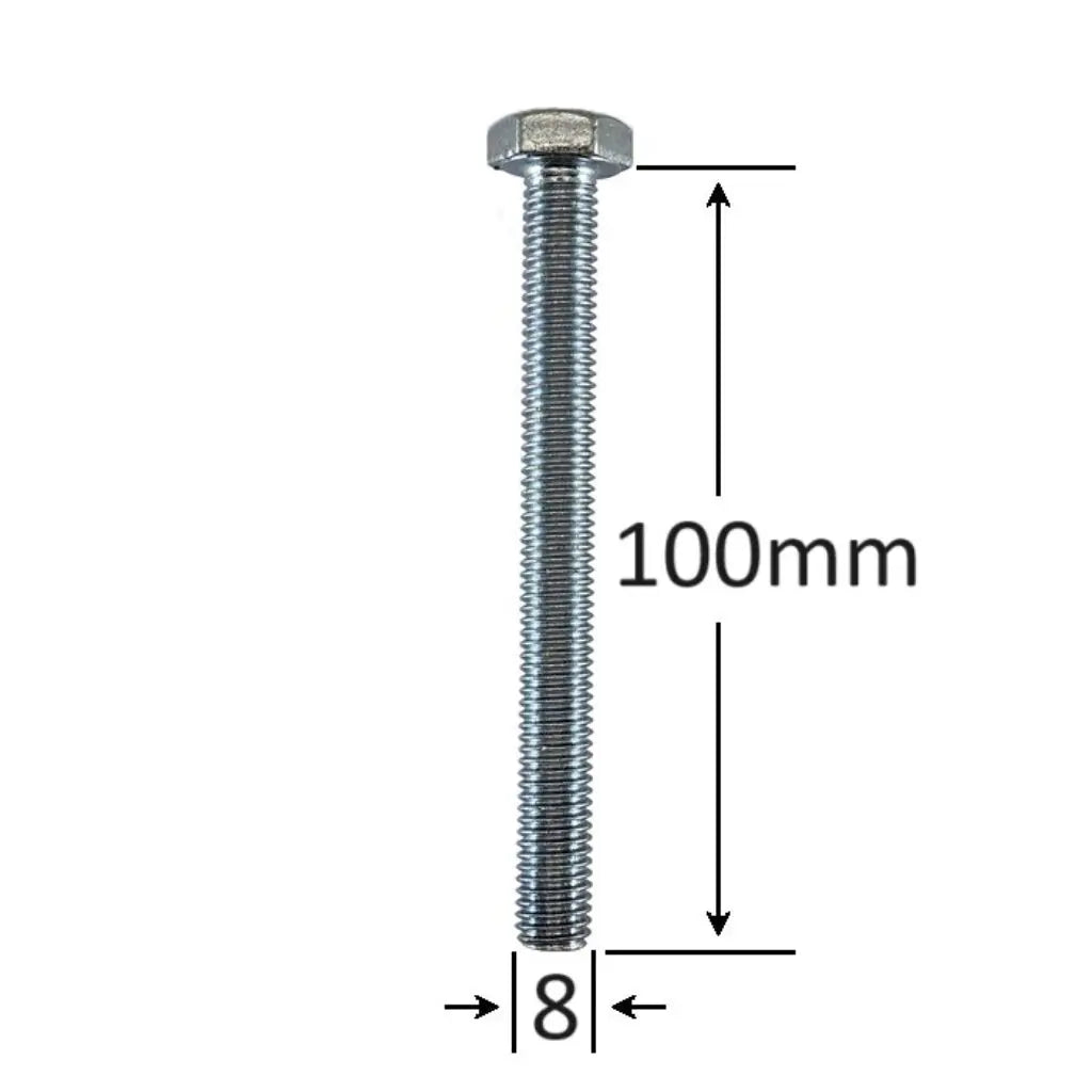 Surub Filet Metric M8x100mm Cap Hexagonal DIN 933 Gr.8.8 – 50buc/cutie