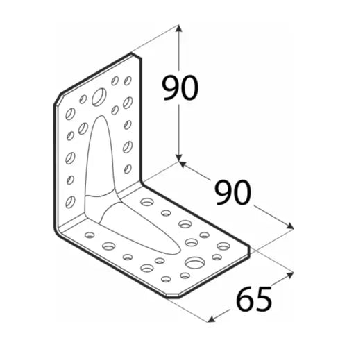 Colțar Lemn Ranforsat 90x90x65x2,5 mm KP1