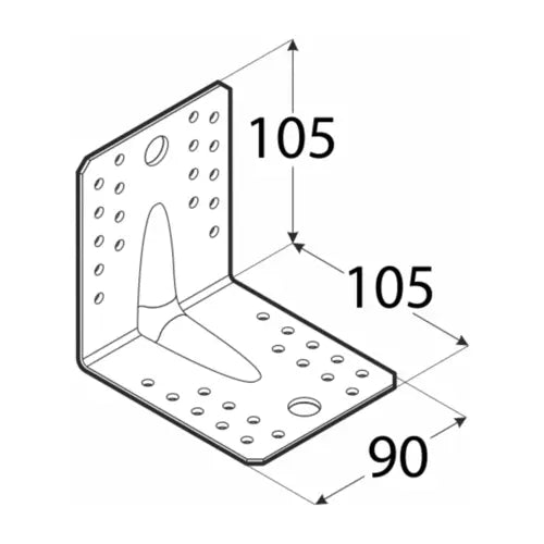 Colțar Lemn Ranforsat 105x105x90x2,5 mm KP2