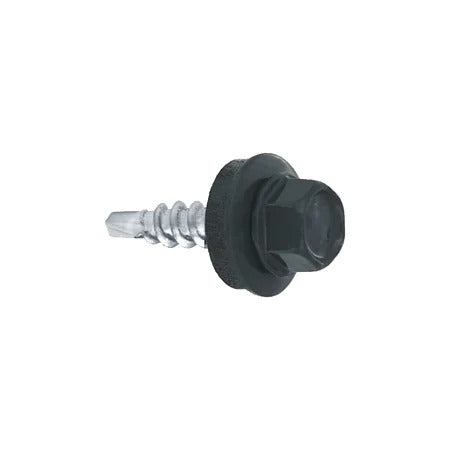 Surub autoforant pentru tigla metalica/tabla, cap hexagonal, 14mm saiba EPDM cu cauciuc, 4.8x25 Gri antracit RAL 7016- 250 buc/cutie