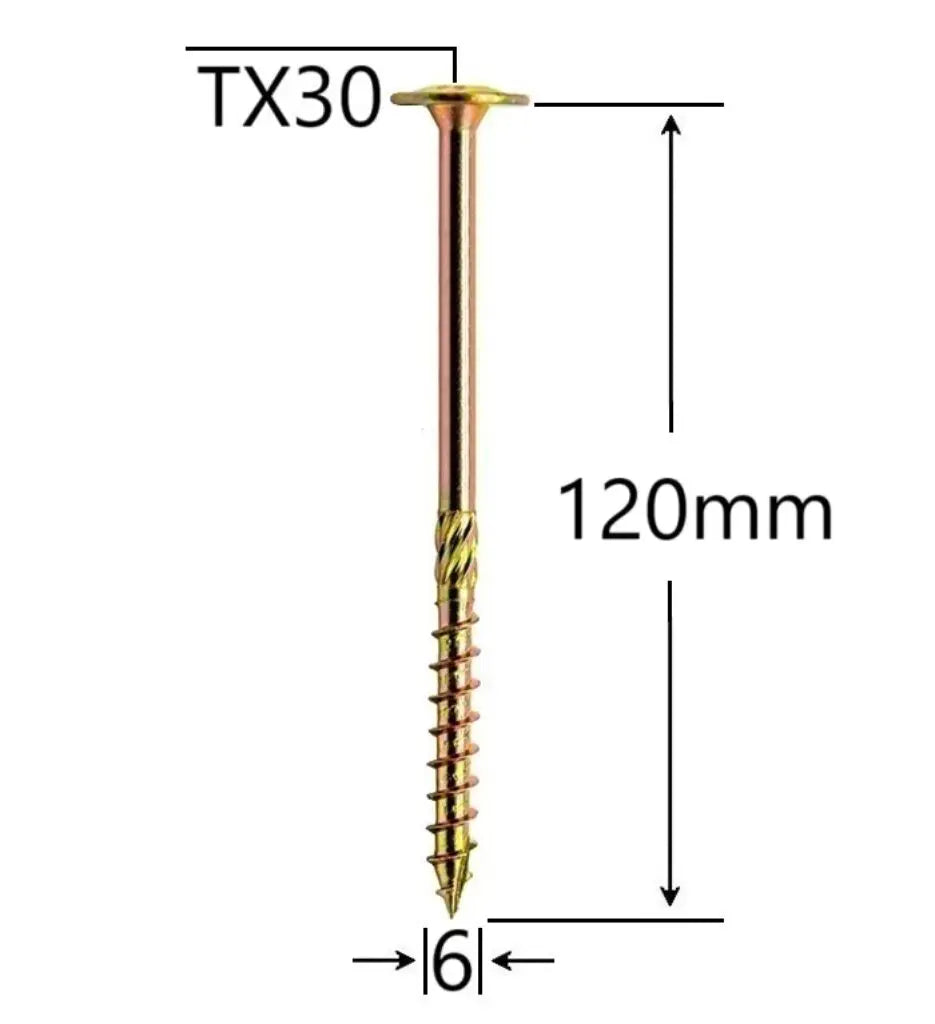 Set 100 Surub pentru dulgherie, cap plat, TX30 - 6x120 mm